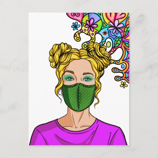 Carte Postale Masque de visage Pop Art 2021 Dame Fille (Devant)