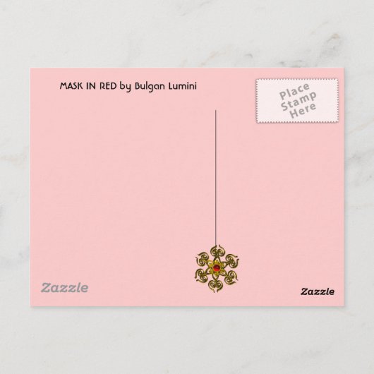 Carte Postale MASQUE EN ROUGE Vénitien Visages masqués (Dos)