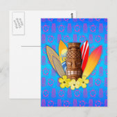 Carte Postale Masque Et Surf Tiki (Devant / Derrière)