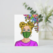 Carte Postale Masque facial Pop Art 2021 Femme Fille (Debout devant)
