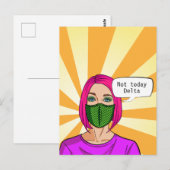 Carte Postale Masque facial Pop Art 2021 Lady Delta Covid (Devant / Derrière)