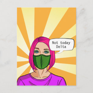 Carte Postale Masque facial Pop Art 2021 Lady Delta Covid