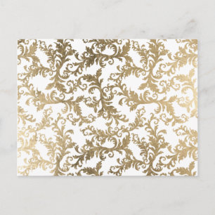 Carte Postale Masque floral blanc d'or brillant