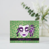Carte Postale Masque Gras Mardi Vert, Or Et Violet (Debout devant)