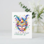 Carte Postale Masque Mardi Gras Aquarelle (Debout devant)