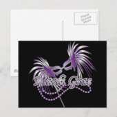 Carte Postale Masque Mardi Gras Violet (Devant / Derrière)