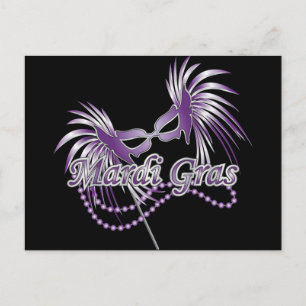 Carte Postale Masque Mardi Gras Violet