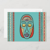 Carte Postale Masque maya aztèque inca autochtone (Devant / Derrière)