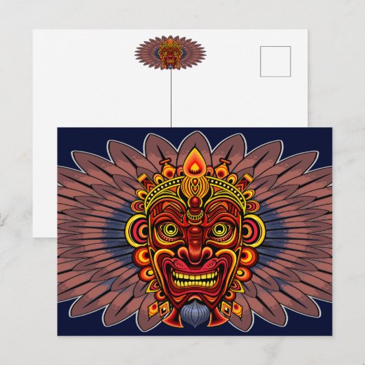 Carte Postale Masque rituel du roi guerrier tribal (Devant / Derrière)