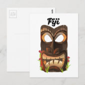 Carte Postale masque sculpté des Fidji (Devant / Derrière)