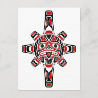 Masque solaire Haida rouge et noir sur fond blanc