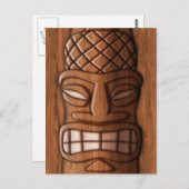 Carte Postale Masque Tiki en bois (Devant / Derrière)