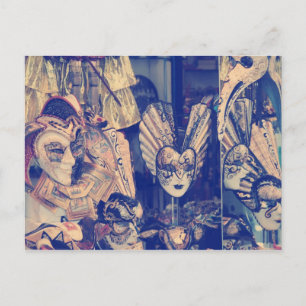 Carte Postale Masque vénitien aquarelle vintage