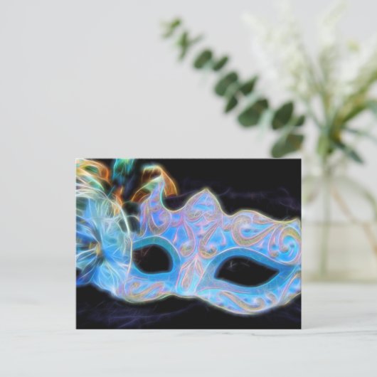 Carte postale Masque Vénitienne Bleu Fête (Debout devant)
