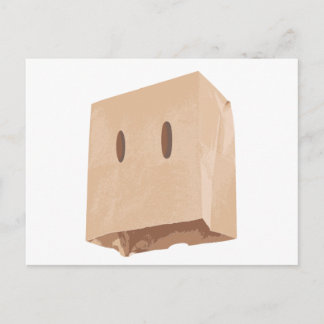 Carte Postale masque visage de sac papier