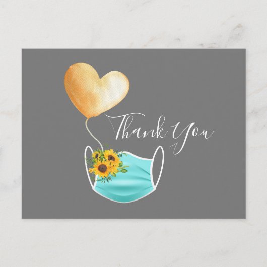 Carte Postale Masque Visage & Fleurs Merci (Devant)