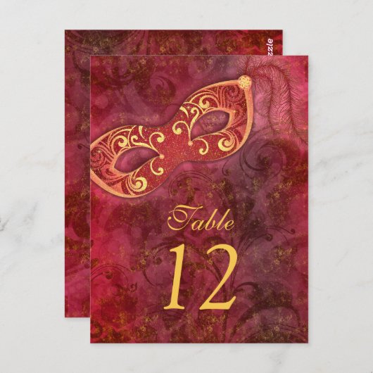 Carte Postale Masquerade Ball Mardi Gras Wedding Table Cards (Devant / Derrière)