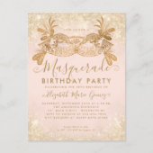 Carte Postale Masquerade Blush Rose Gold Parties scintillant fêt (Devant)