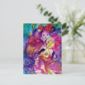 Carte Postale MASQUERADE NUIT Carnaval Musicien en costume rose (Debout devant)