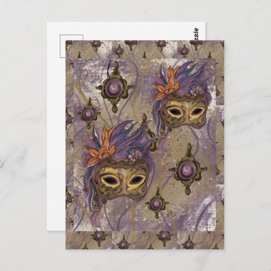 CARTE POSTALE MASQUERADE VENICE ART (Devant / Derrière)