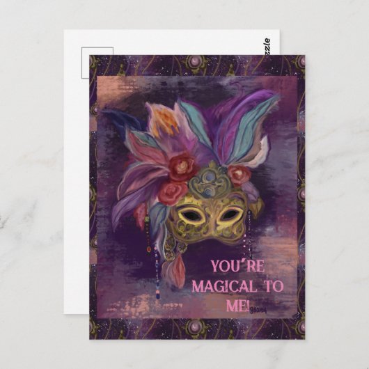 CARTE POSTALE MASQUERADE VENICE ART (Devant / Derrière)