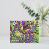 Carte Postale Masques à plumes de Mardi Gras psychédéliques (Debout devant)