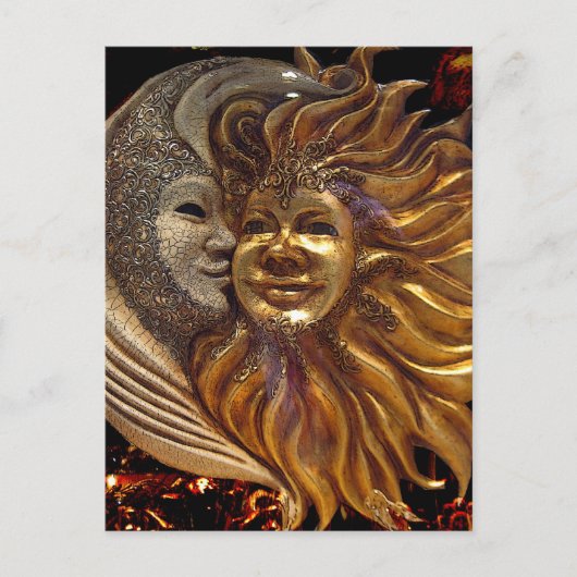 Carte Postale Masques carnavals Sun et Moon italiens (Devant)