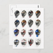 Carte Postale Masques de hockey (Devant / Derrière)