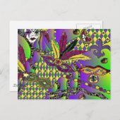 Carte Postale Masques de plumes de mardi gras psychédélique (Devant / Derrière)
