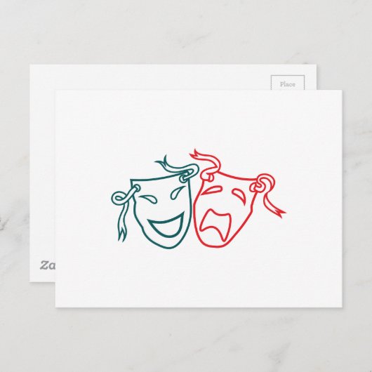 Carte Postale Masques dramatiques (Devant / Derrière)