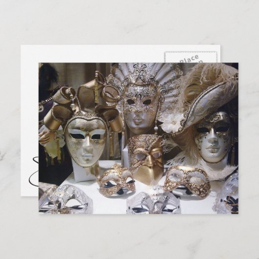 Carte Postale Masques du Carnaval de Venise (Devant / Derrière)
