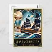 Carte Postale Massachusetts | Art déco (Devant / Derrière)