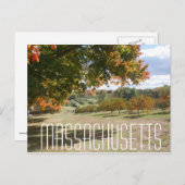 Carte Postale Massachusetts automne feuillage arbre feuilles car (Devant / Derrière)