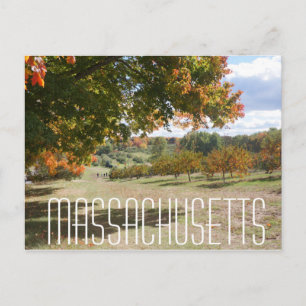 Carte Postale Massachusetts automne feuillage arbre feuilles car