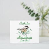 Carte Postale Massachusetts de Chickadee Oiseau d'État (Debout devant)