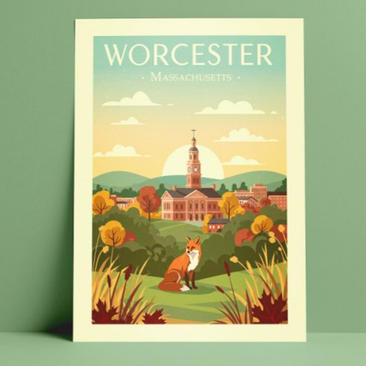 Carte Postale Massachusetts de Worcester vintage
