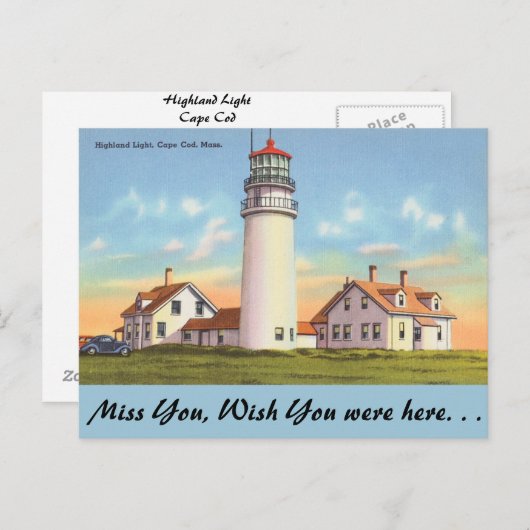 Carte Postale Massachusetts, Highland Light, Cape Cod (Devant / Derrière)