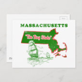 Carte Postale Massachusetts Le design de Bay State (Devant / Derrière)