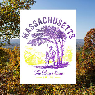 Carte Postale Massachusetts l'État de la Baie Ét. 1788 Colonial