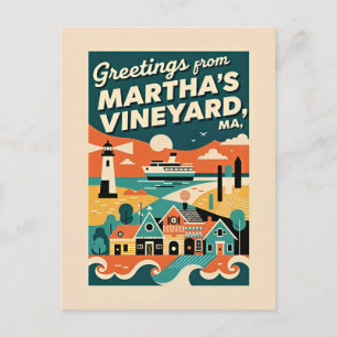 Carte Postale Massachusetts Martha's Vineyard Rétro des années 1