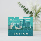 Carte Postale Massachusetts Night Cityscape | Boston City (Debout devant)