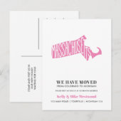 Carte Postale MASSACHUSETTS Nous avons déménagé Nouvelle adresse (Devant / Derrière)