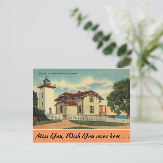 Carte Postale Massachusetts, phare de Beverly Cove (Debout devant)