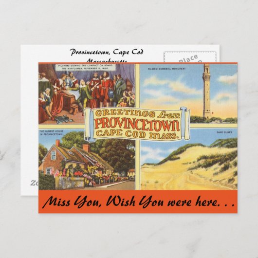 Carte Postale Massachusetts Provincetown, Cape Cod (Devant / Derrière)