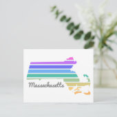 Carte Postale Massachusetts Rainbow Minimalist Vacances Pride (Debout devant)
