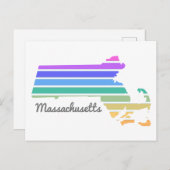 Carte Postale Massachusetts Rainbow Minimalist Vacances Pride (Devant / Derrière)
