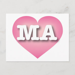 Carte Postale Massachusetts Rose Fade Heart - J'aime MA