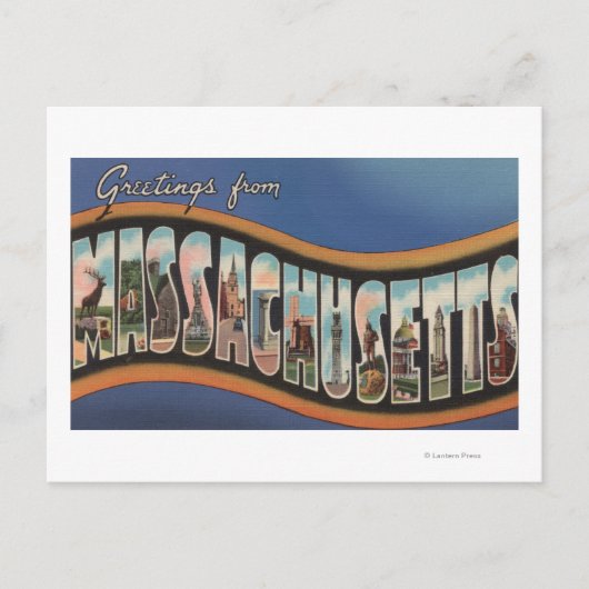 Carte Postale Massachusetts - Scènes de grandes lettres (Devant)