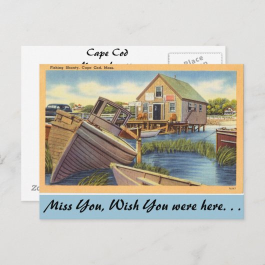 Carte Postale Massachusetts, Shanty, Cape Cod (Devant / Derrière)