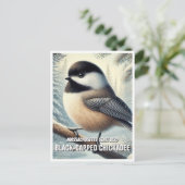 Carte Postale Massachusetts State Bird Chickadee à capuchon noir (Debout devant)